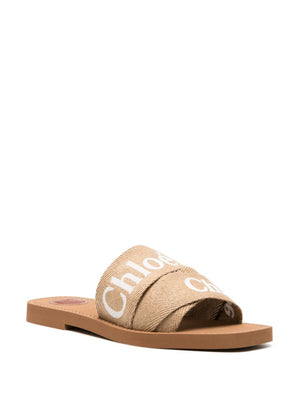 CHLOÉ Chic Pink and Purple Linen Sandals for Women