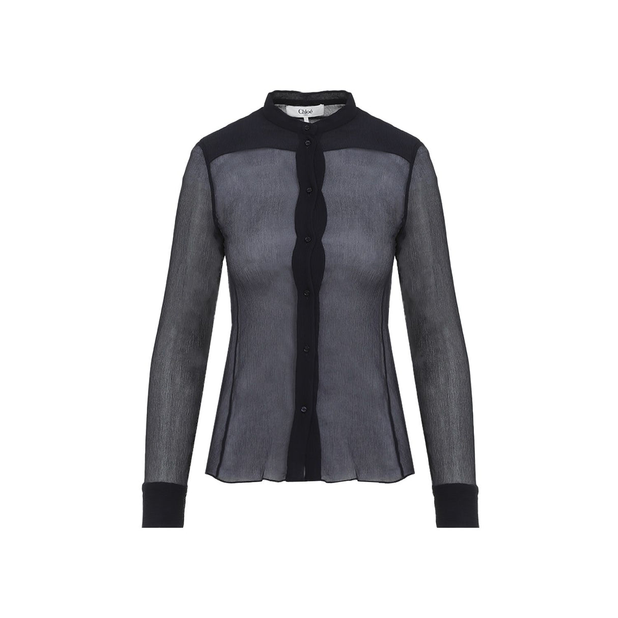 CHLOÉ Silk Creased Pleated Blouse - Slim Fit