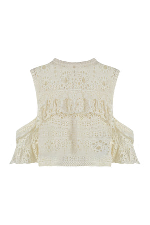 CHLOÉ Crochet Knit Top with Ruffles