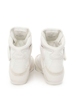 CHLOÉ High-Top Mesh and Suede Sneakers