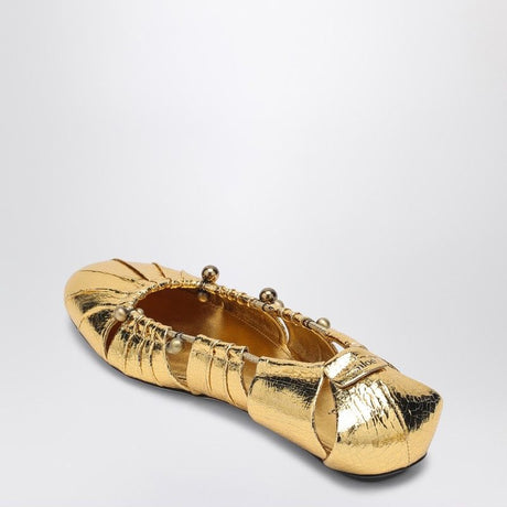 CHLOÉ Metallic Leather Ballerina with Cut-Out Details