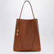 CHLOÉ Large Glossy Brown Grained Leather Tote Handbag