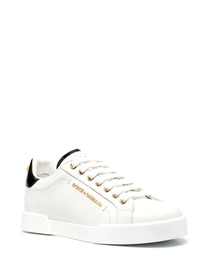 DOLCE & GABBANA Low-Top Logo-Elegant Leather Sneakers for Women