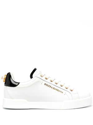 DOLCE & GABBANA Low-Top Logo-Elegant Leather Sneakers for Women