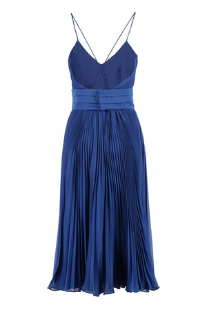 MAX MARA Pleated Midi Dress with Cross Back Straps