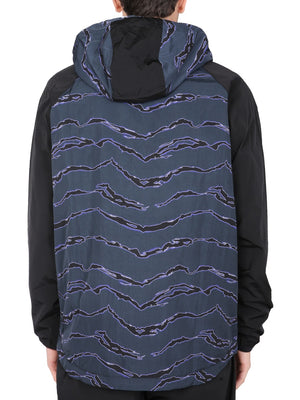 MARCELO BURLON Mens Windbreaker with Cross Print and Drawstring Hood