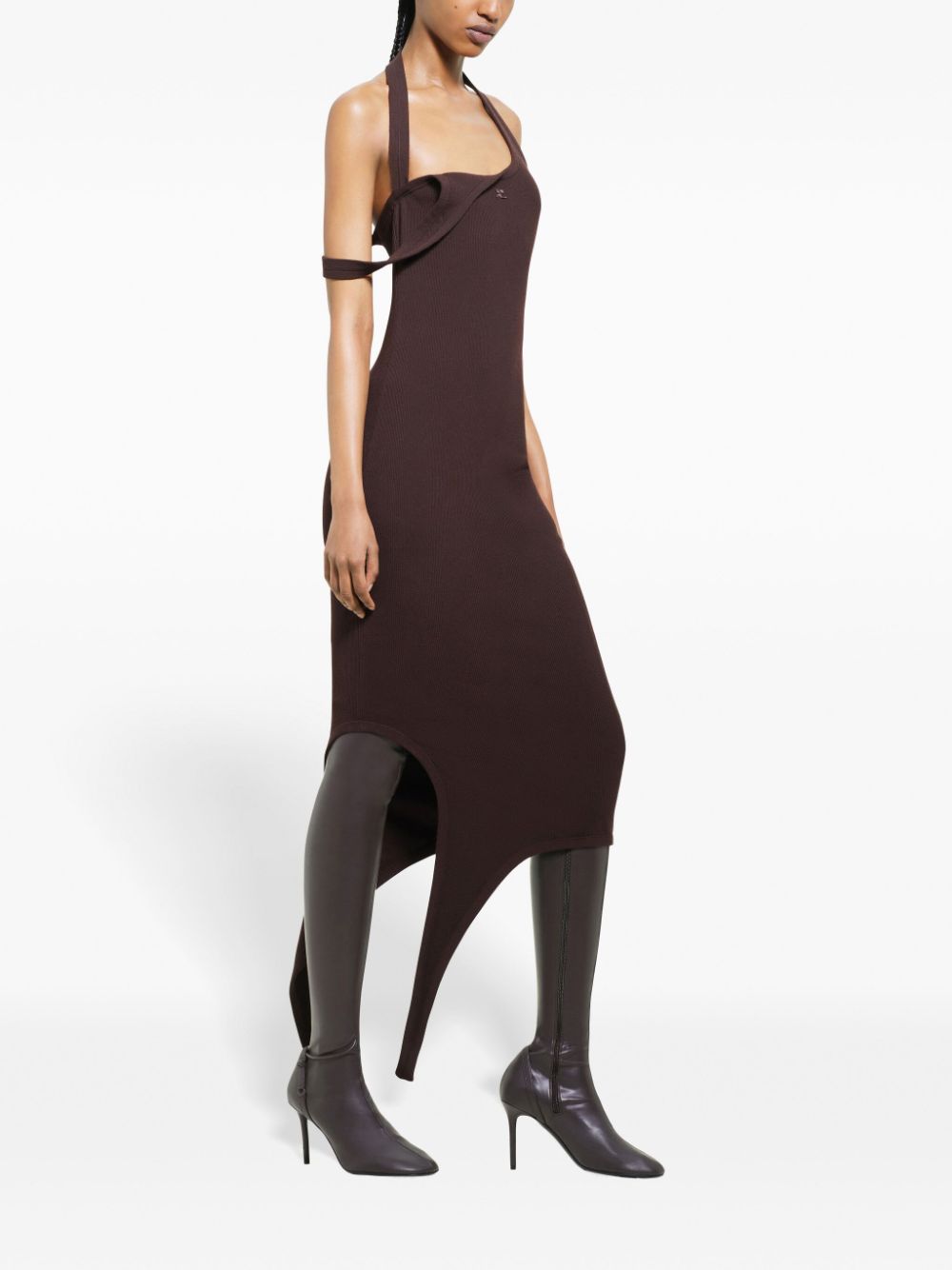 COURREGES Asymmetrical Midi Dress with Chic Side Slit