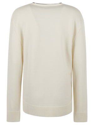 COURREGES Chic V-Neck Sweater with Decorative Zip - Women’s Fashion