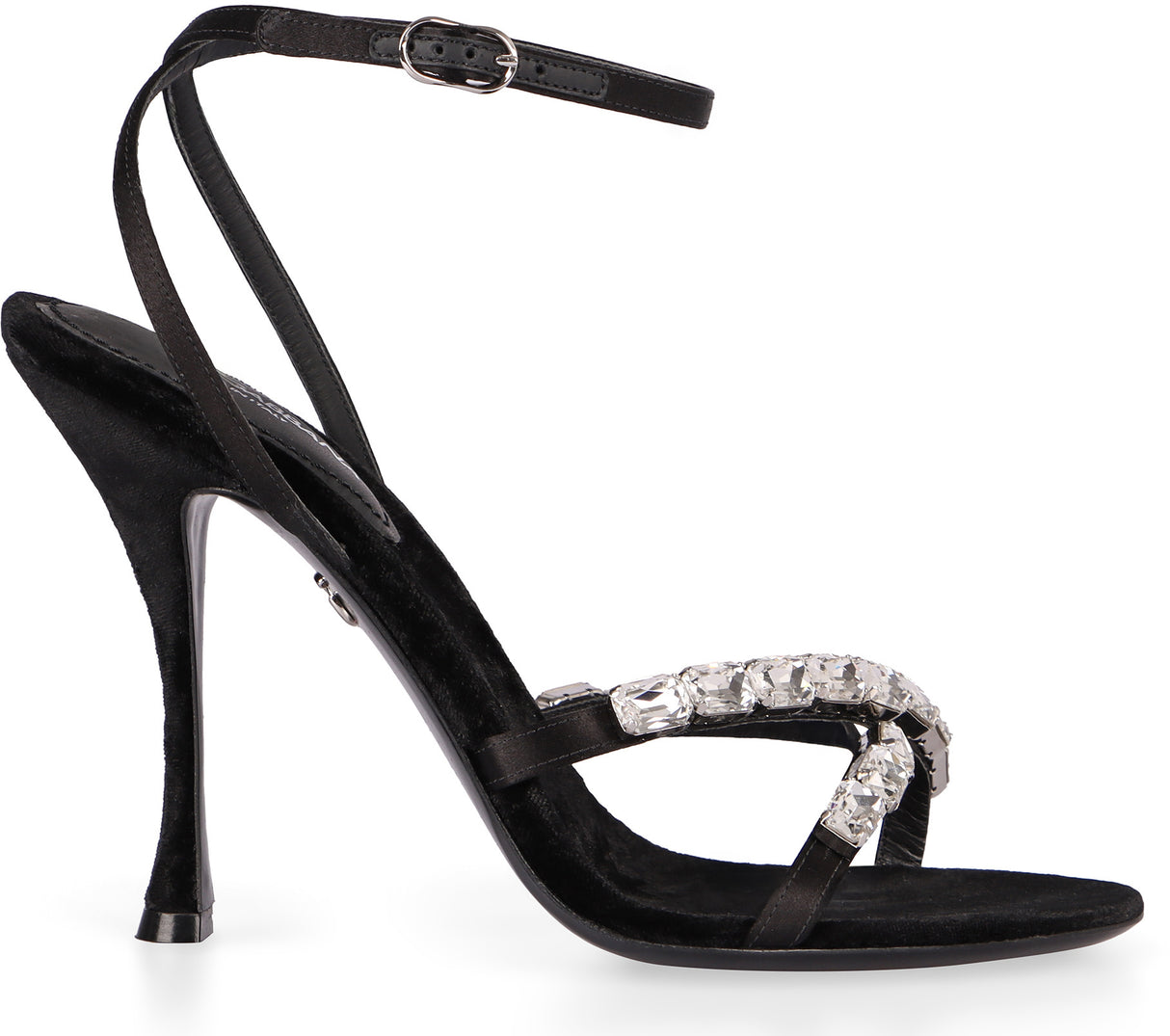 DOLCE & GABBANA Satin Mini Sandal with Stone Embellishments