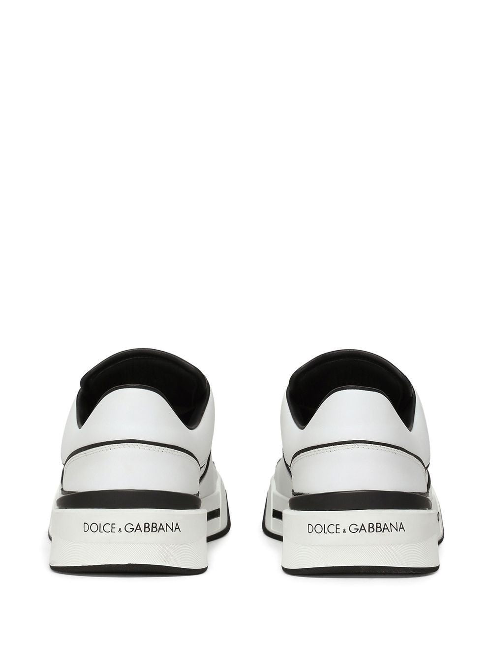 DOLCE & GABBANA Men's Leather Low-Top Sneakers with Contrasting Trim