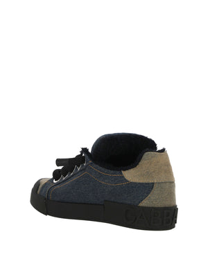 DOLCE & GABBANA Men's Denim Patchwork Sneakers