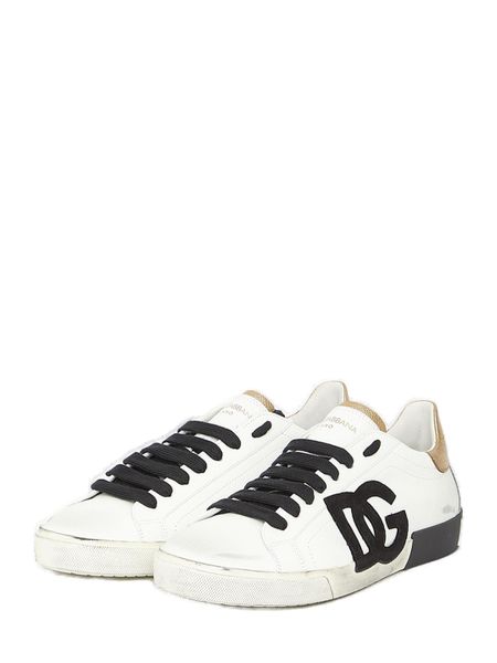 DOLCE & GABBANA Luxury Leather Sneaker with Worn-Out Details