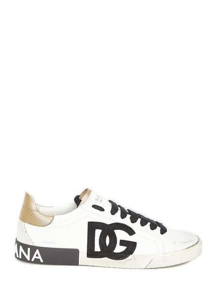 DOLCE & GABBANA Luxury Leather Sneaker with Worn-Out Details