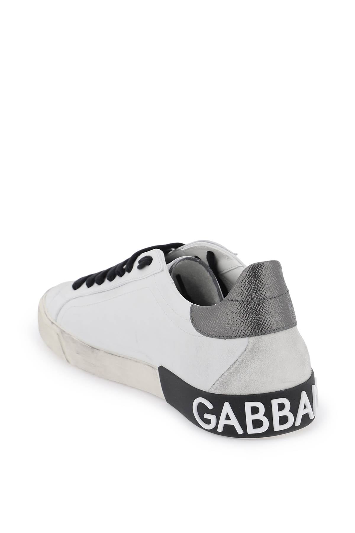 DOLCE & GABBANA Vintage Leather Low-Top Sneakers for Men