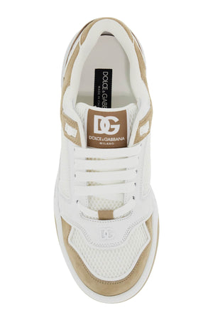 DOLCE & GABBANA New Rome Low-Top Sneakers in Multimaterial Design