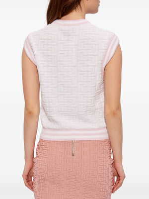 BALMAIN Elegant Monogram Wool Tank Top