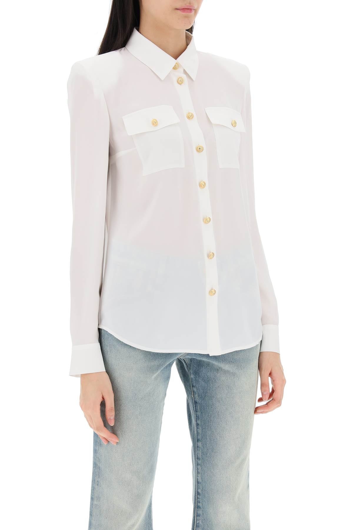 BALMAIN Buttoned Silk Shirt - FW24 Collection