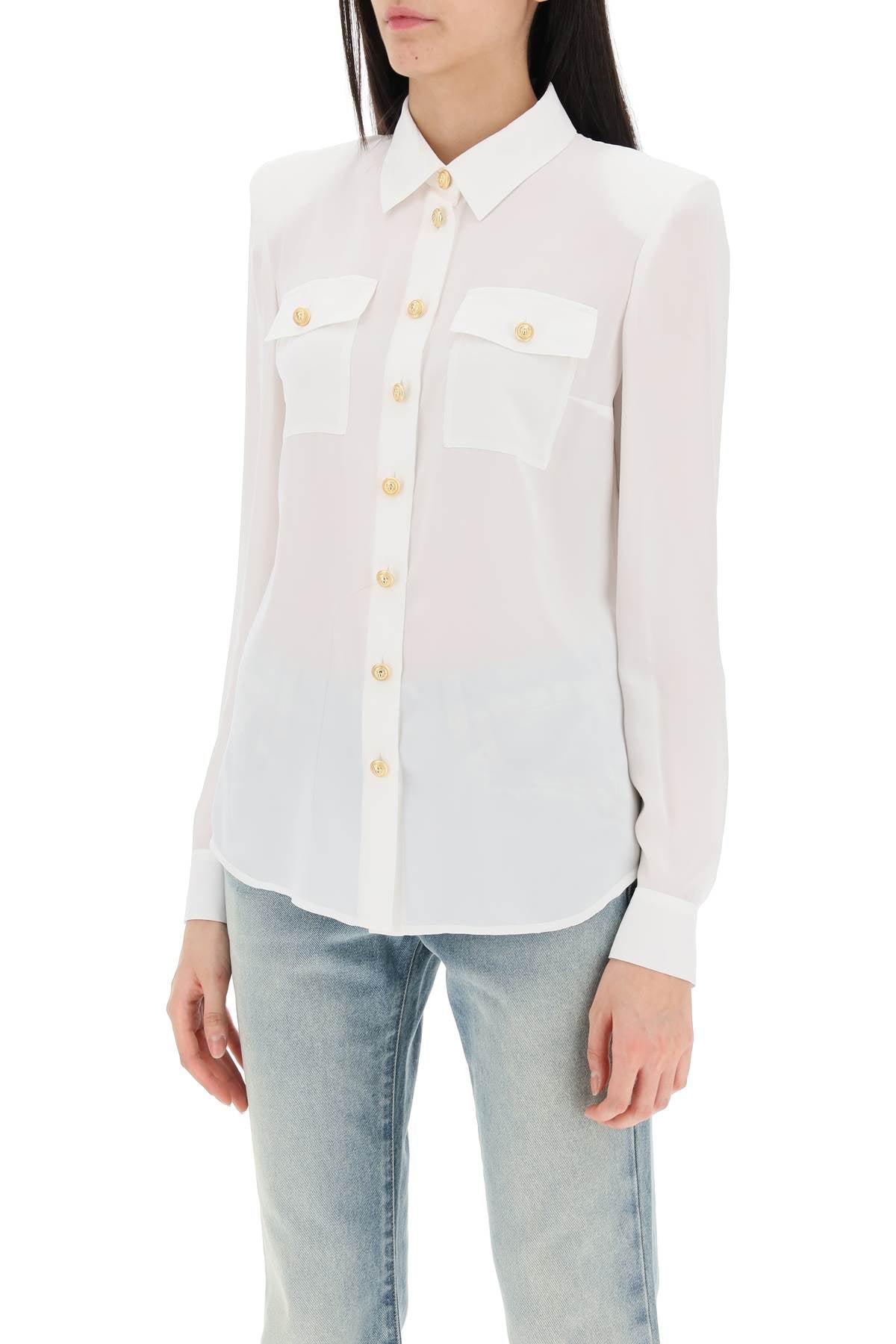 BALMAIN Buttoned Silk Shirt - FW24 Collection