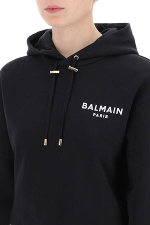 BALMAIN Cropped Mini Hoodie with Logo Accent