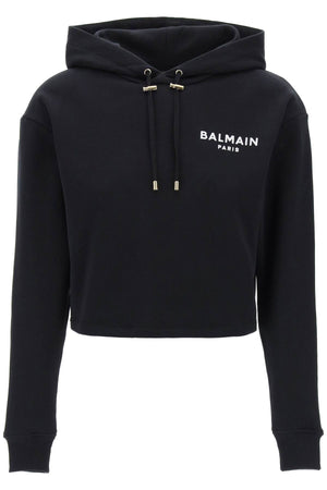 BALMAIN Cropped Mini Hoodie with Logo Accent