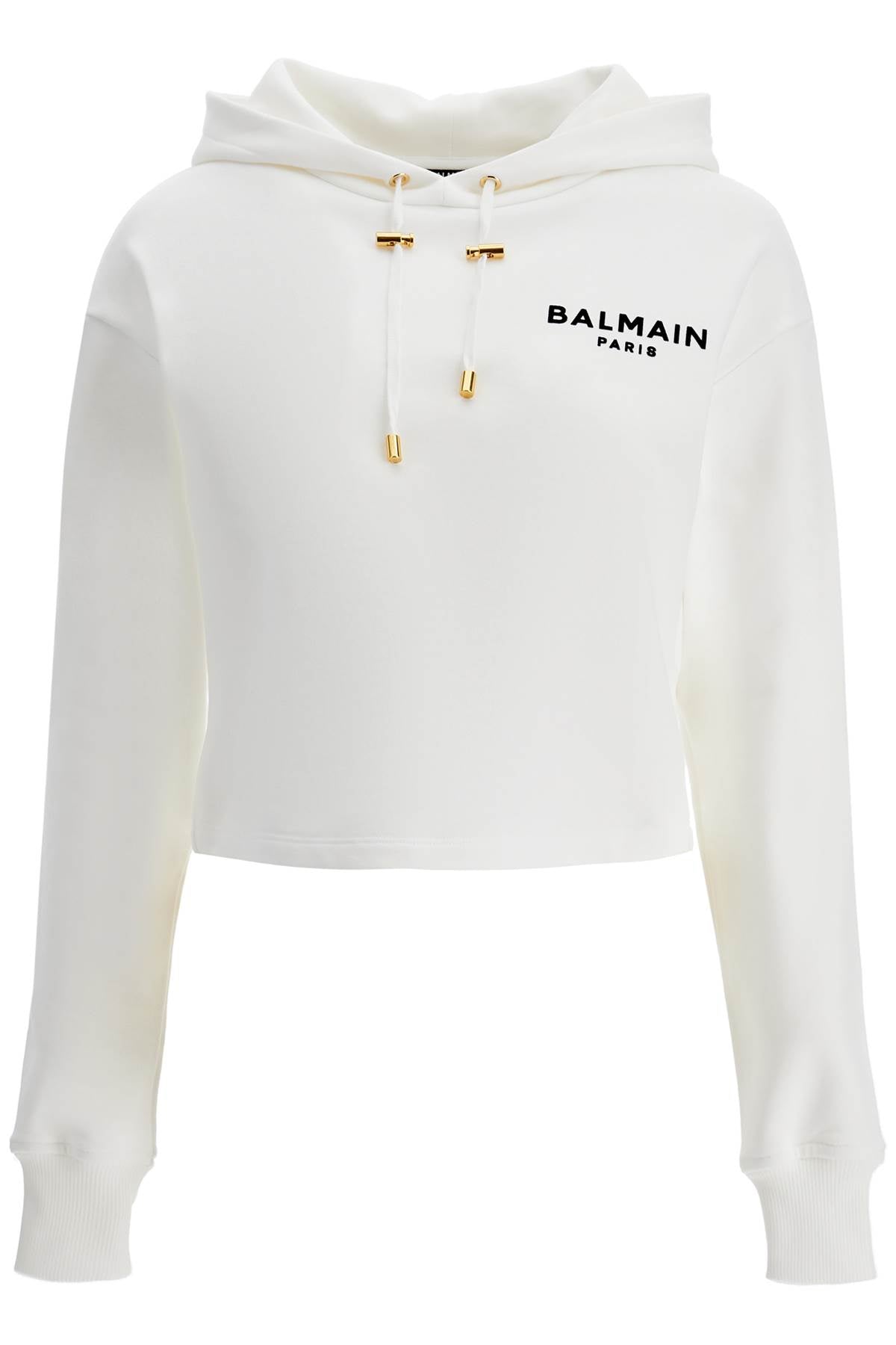 BALMAIN Cropped Mini Hoodie with Logo Accent