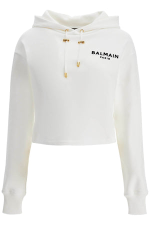 BALMAIN Cropped Mini Hoodie with Logo Accent