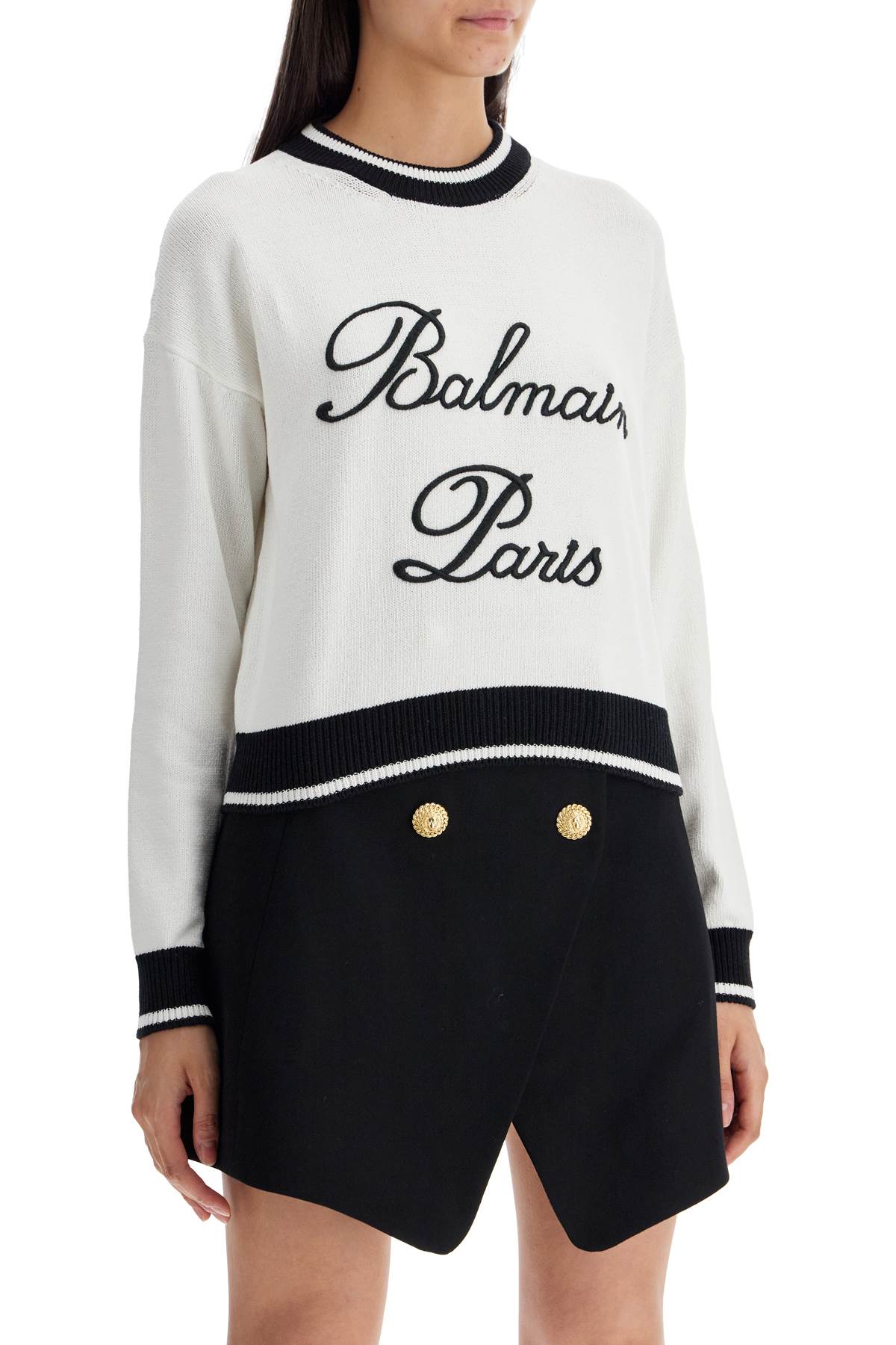 BALMAIN クルーネック シャツ コットンリヨセル混紡 ボクシースタイル