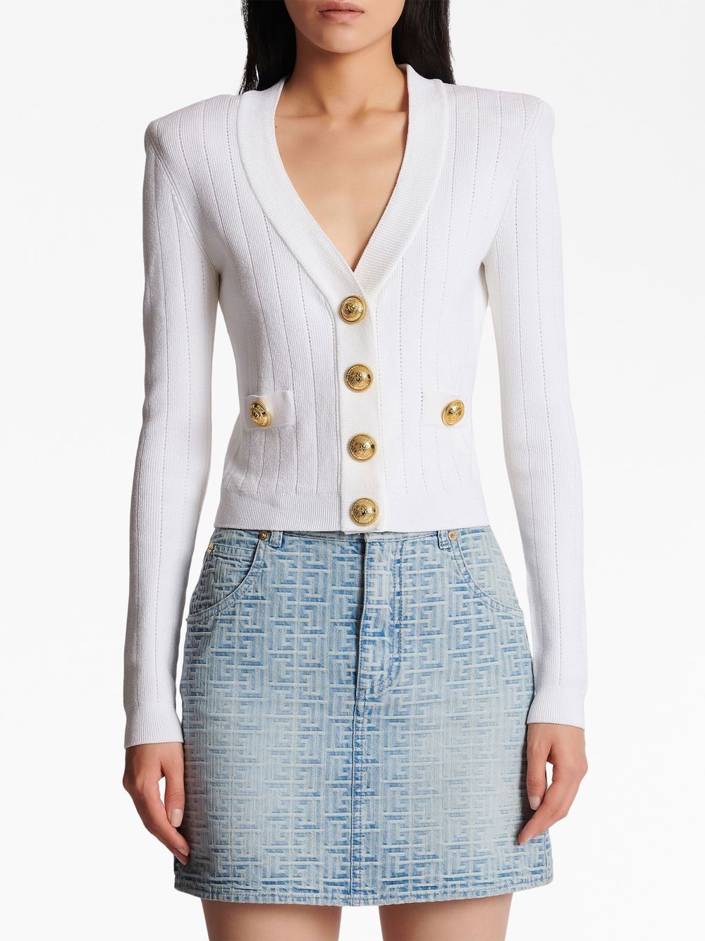 BALMAIN Buttoned V-Neck Cardigan