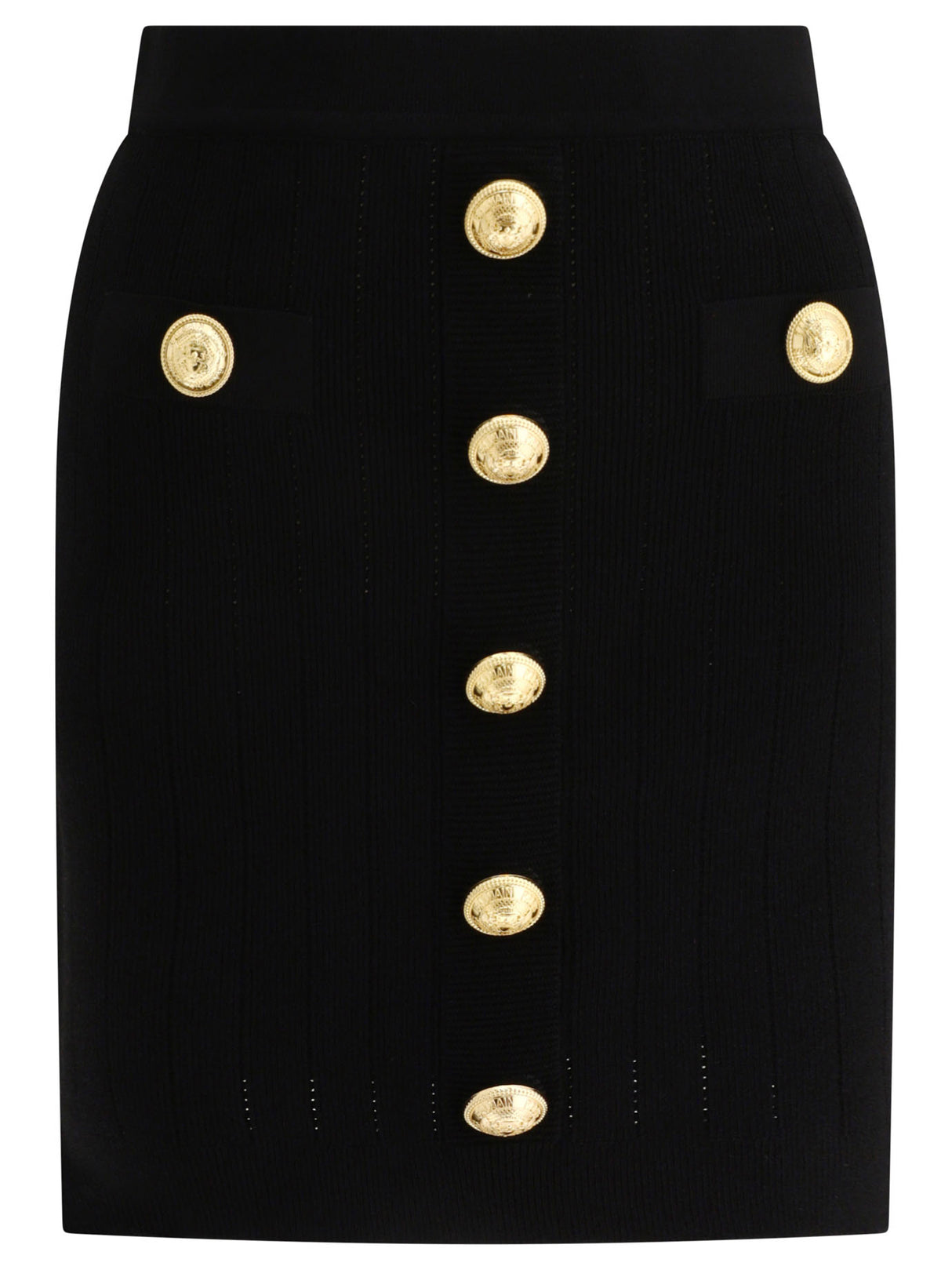 BALMAIN Ribbed Mini Skirt with Stylish Buttons