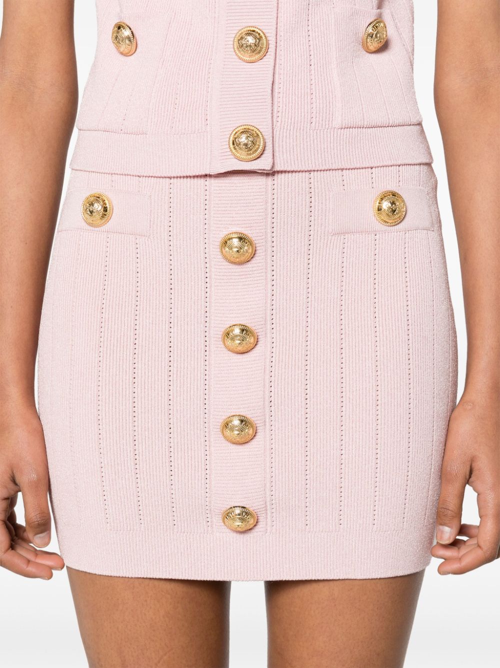 BALMAIN Buttoned Knit Mini Skirt