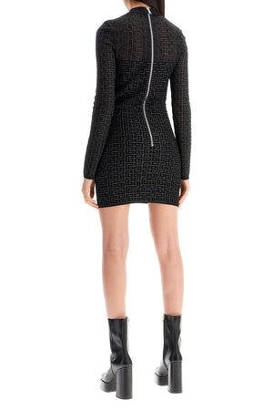 BALMAIN Chic Monogram Knit Mini Dress