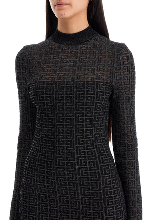 BALMAIN Chic Monogram Knit Mini Dress