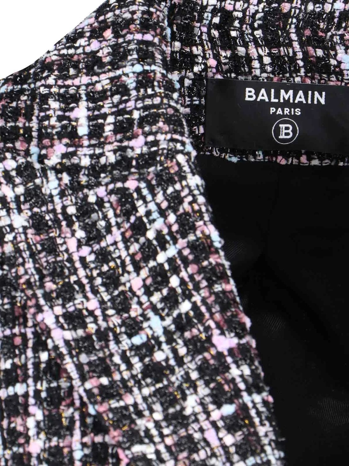 BALMAIN ゴールドボタン付きツイードミニブレザードレス