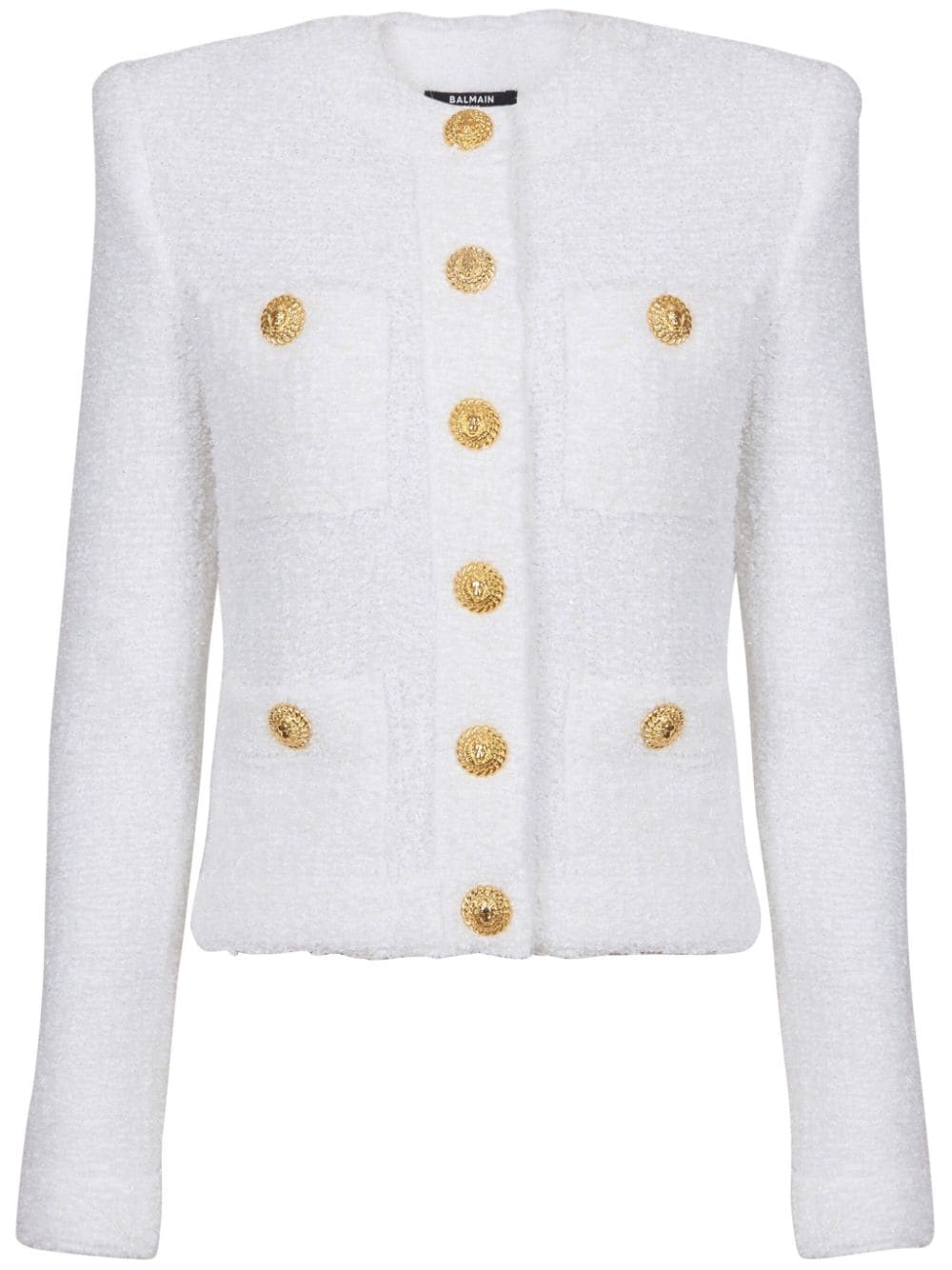 BALMAIN Buttoned Tweed Mini Short Jacket