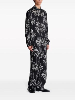 BALMAIN Satin Palm Print Shirt - Men’s Fashion