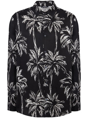 BALMAIN Satin Palm Print Shirt - Men’s Fashion