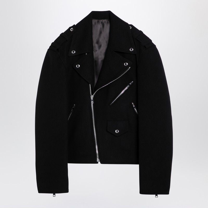 BALMAIN Luxury Cropped Wool Biker Jacket