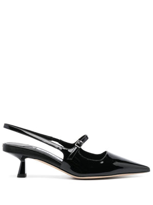 JIMMY CHOO Elegant Patent Leather Slingback Pumps 45mm