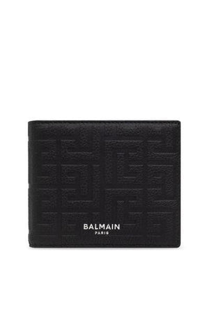 BALMAIN Luxury Grained Leather Mini Wallet