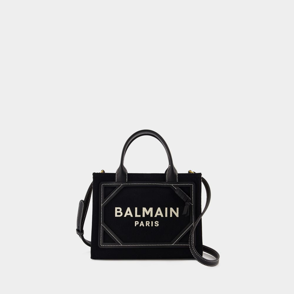 BALMAIN シックなキャンバス＆レザーモノグラムトート