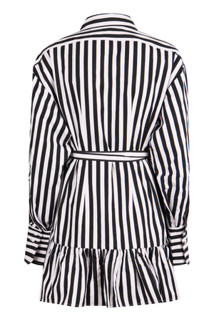 PATOU Striped Cotton Shirtdress with Ruffle Detail