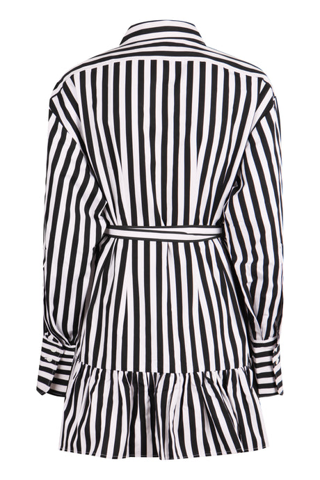 PATOU Striped Cotton Shirtdress with Ruffle Detail