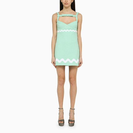 PATOU Elegant Cotton Mini Dress with Front Bow and Embroidery