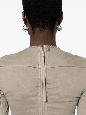 RICK OWENS Long Sleeve Denim T-Shirt with Raw-Cut Edges