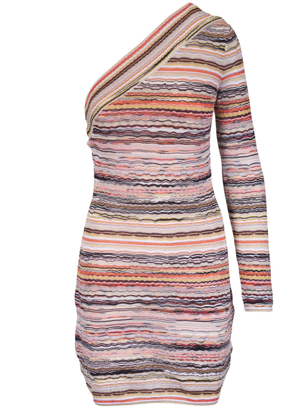 MISSONI Asymmetric Neck Mini Dress with Long Sleeve