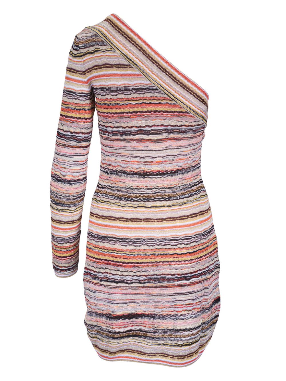 MISSONI Asymmetric Neck Mini Dress with Long Sleeve