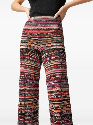 MISSONI Knit Striped Trousers with Ribbed Waistband - Women's SS25