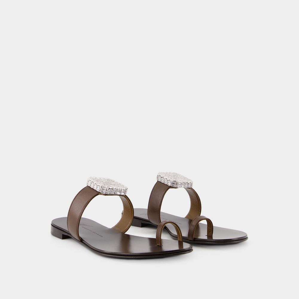 GIUSEPPE ZANOTTI Chic Leather Flat Sandals for Women