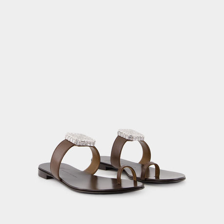 GIUSEPPE ZANOTTI Chic Leather Flat Sandals for Women