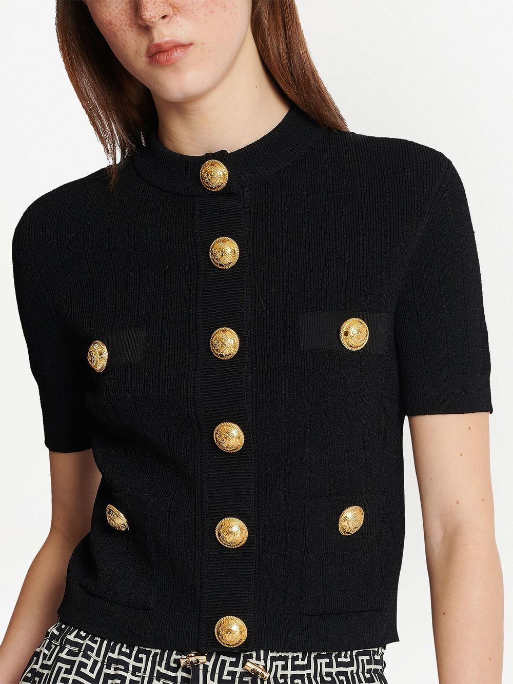 BALMAIN Buttoned Crewneck Cardigan